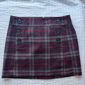 VTG Y2K Gap Wool Blend Grey and Red Plaid Mini Skirt, 4